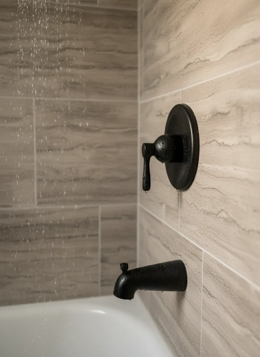 Bathroom wall tile and niche detail