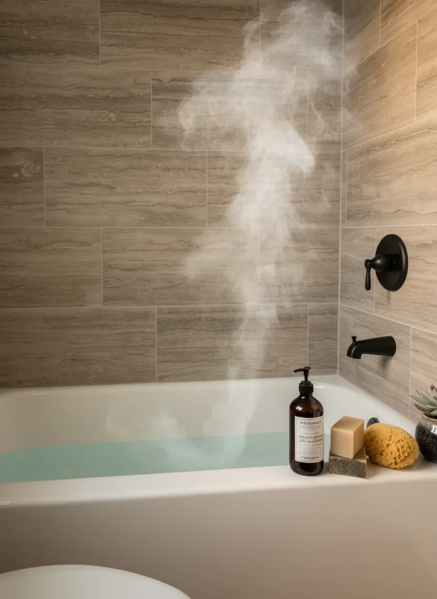 Luxury bathroom material board and fixture reference