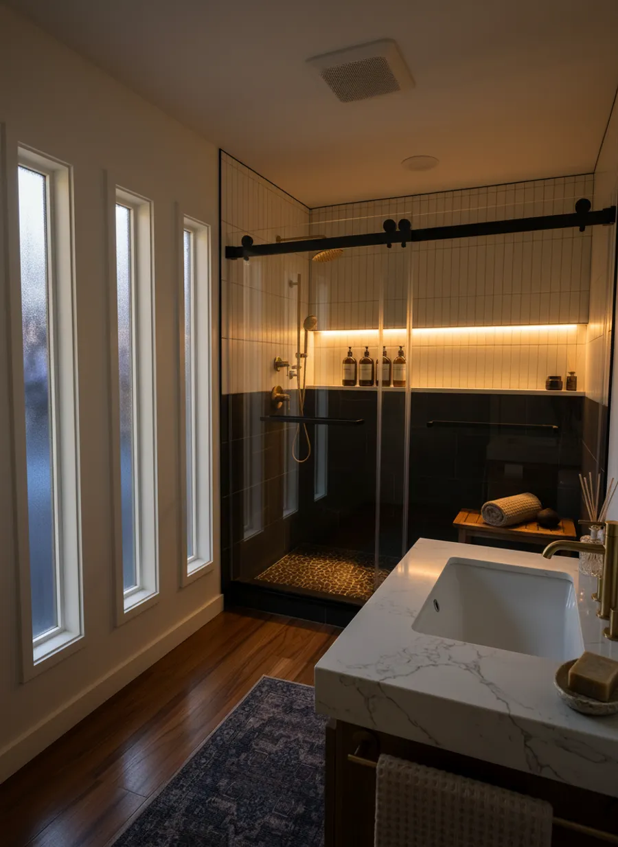 Bathroom shower and tile composition study