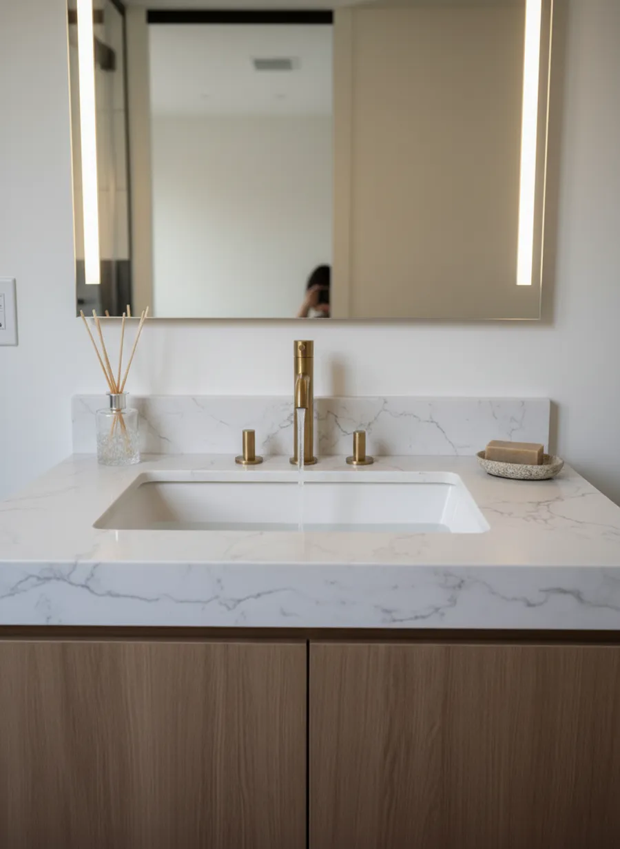 Warm contemporary bathroom style image